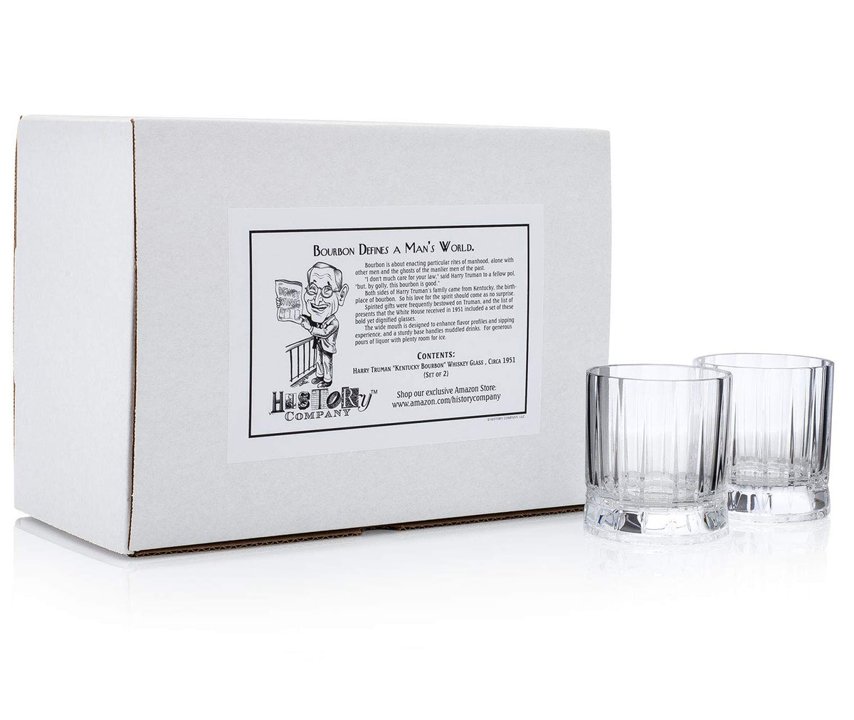 History Company Harry Truman “Kentucky Bourbon” Gentleman’s Crystal Whiskey Glass, 2-Piece Set (Gift Box Collection)