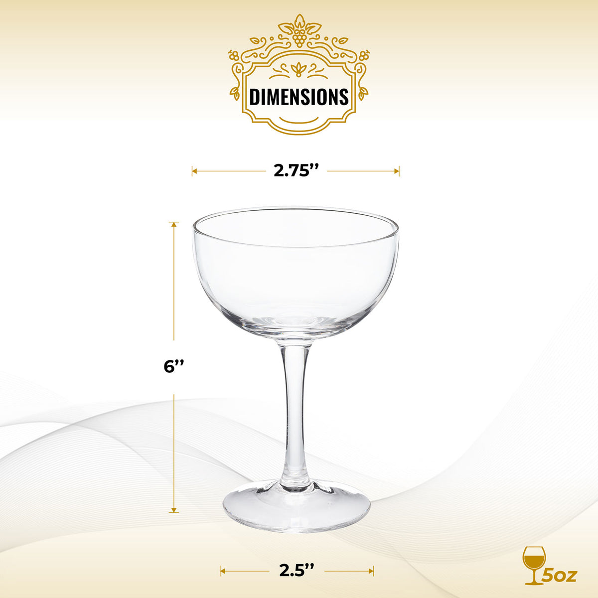 Coupe Champagne Glass Dimensions & Drawings