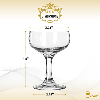 1942 Champagne Cocktail Coupe Glass – Inspired by Cinematic Casablanca, 2 - Piece Vintage - Style Set (Gift Box Collection) - HISTORY COMPANY