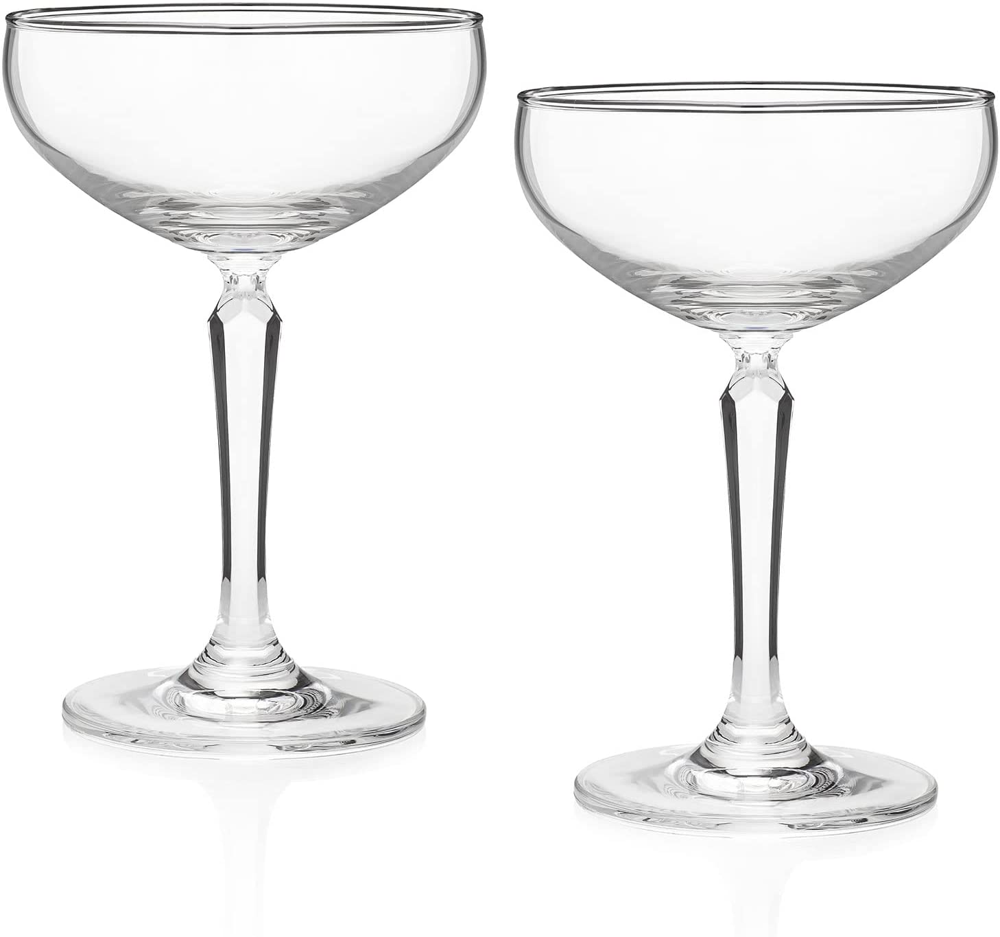 HISTORY COMPANY - Elegant 'Five O’Clock Club' Cocktail Coupes, a 2-piece set capturing the Art Deco charm of 1950s Miami Beach.