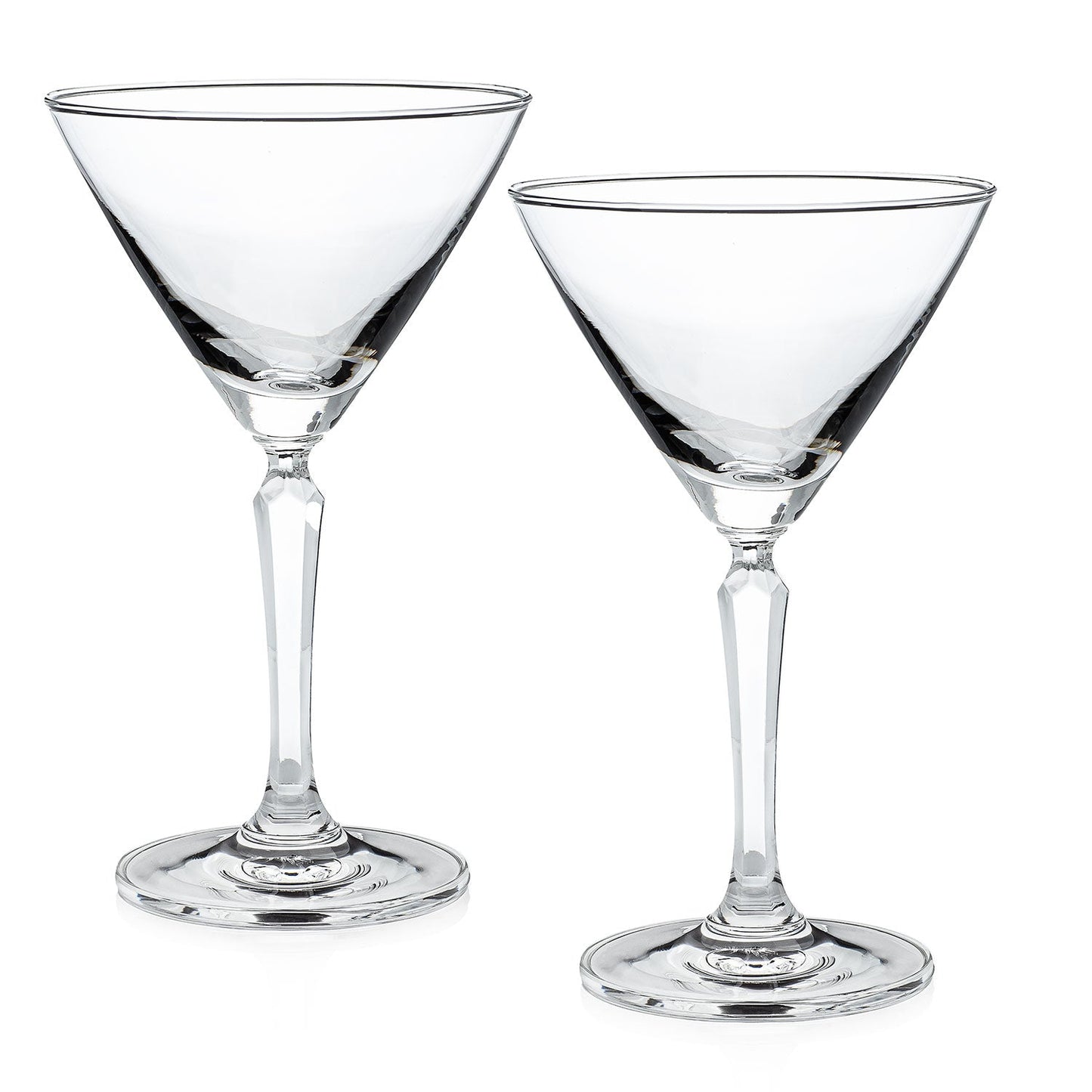 HISTORY COMPANY - Elegant Miami Beach 'Five O’Clock Club' Martini Glasses, a 2-piece set inspired by Art Deco glamour. 