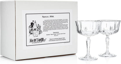 Newport “Social Season” Crystal Cocktail Coupe Glass 2-Piece Set (Gift Box Collection)