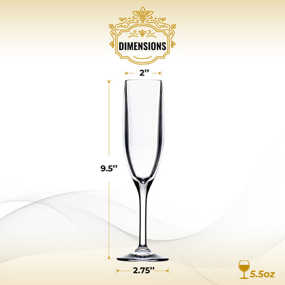 The Unbreakable Glassware Champagne and Toasting Flute 6-Piece Set (Gift Box Collection)