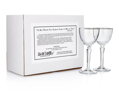 HISTORY COMPANY - Inspired by Art Deco design, this 2-piece 'Noir' Nick & Nora Coupe Set is ideal for classic cocktails.