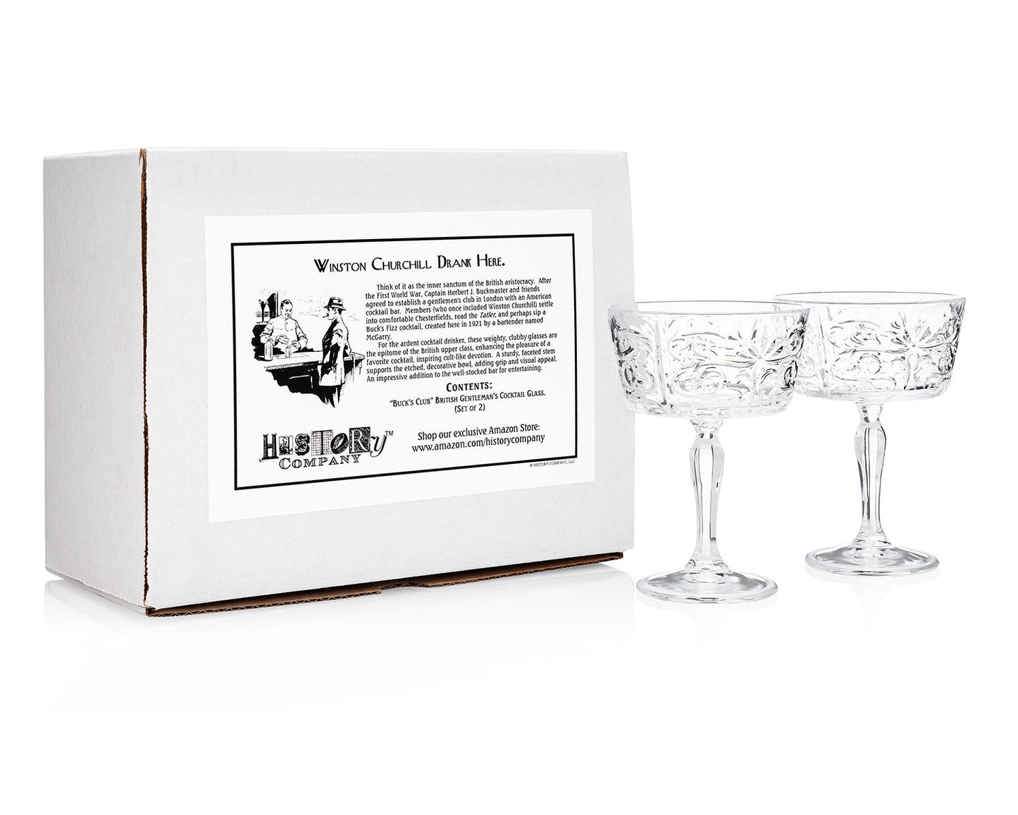 "Buck's Club" British Gentleman's Cocktail Glass (Gift Box Set of 2) - HISTORY COMPANY