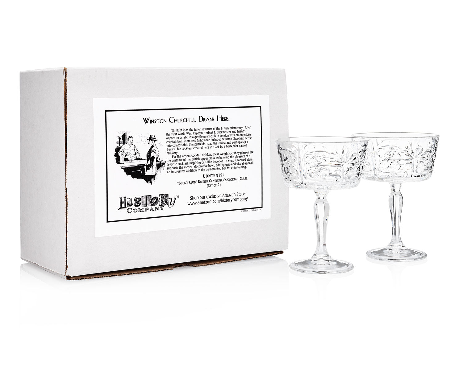 "Buck's Club" British Gentleman's Cocktail Glass (Gift Box Set of 2) - HISTORY COMPANY