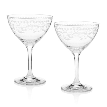 Cole Porter “Opening Night” Crystal Champagne Cocktail Coupe 2 - Piece Set (Gift Box Collection) - HISTORY COMPANY