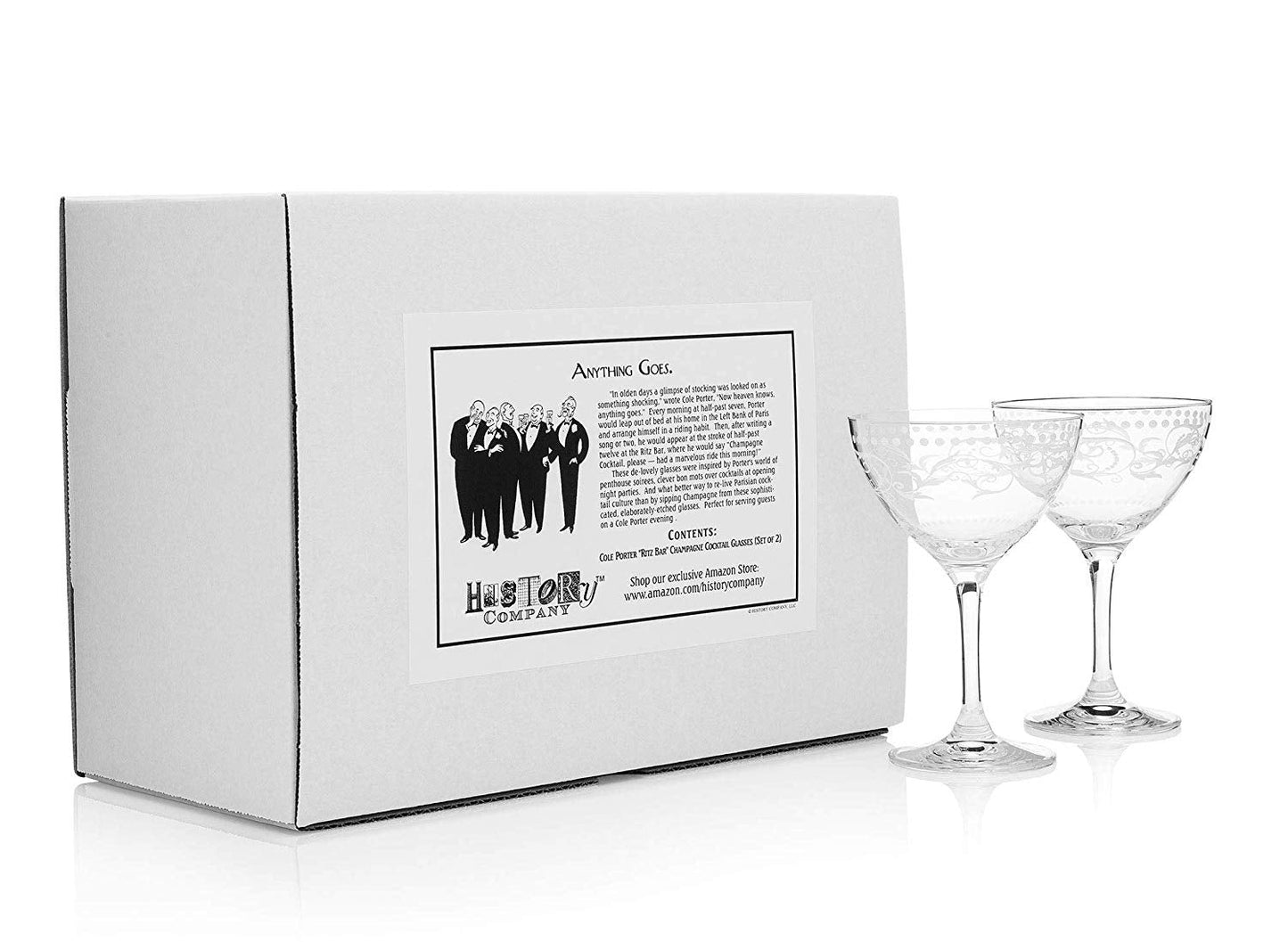 Cole Porter “Opening Night” Crystal Champagne Cocktail Coupe 2 - Piece Set (Gift Box Collection) - HISTORY COMPANY