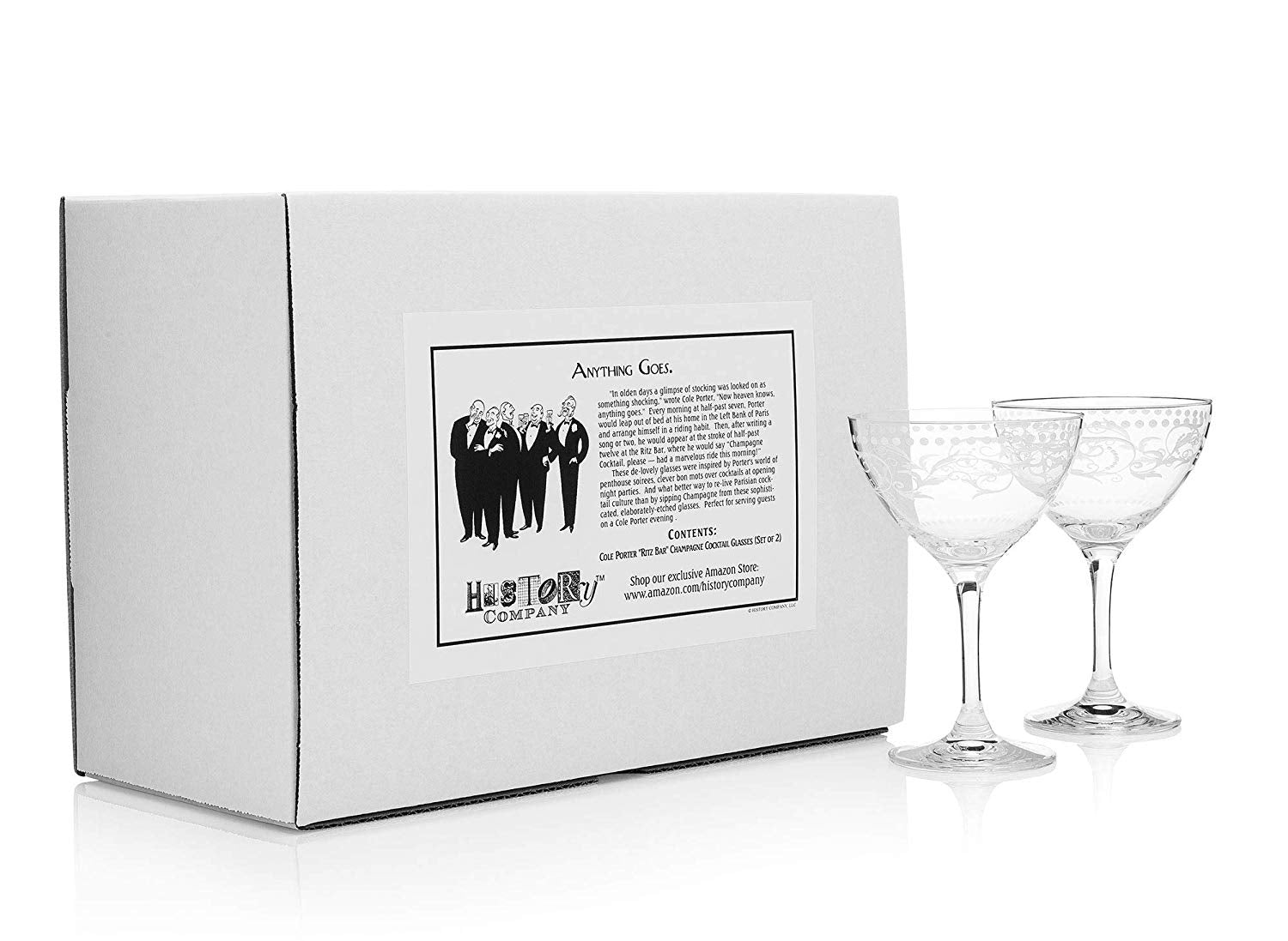 Cole Porter “Opening Night” Crystal Champagne Cocktail Coupe 2 - Piece Set (Gift Box Collection) - HISTORY COMPANY