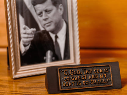 HISTORY COMPANY - President John F. Kennedy Oval Office Desk Plaque – Museum-quality replica in a gift box.