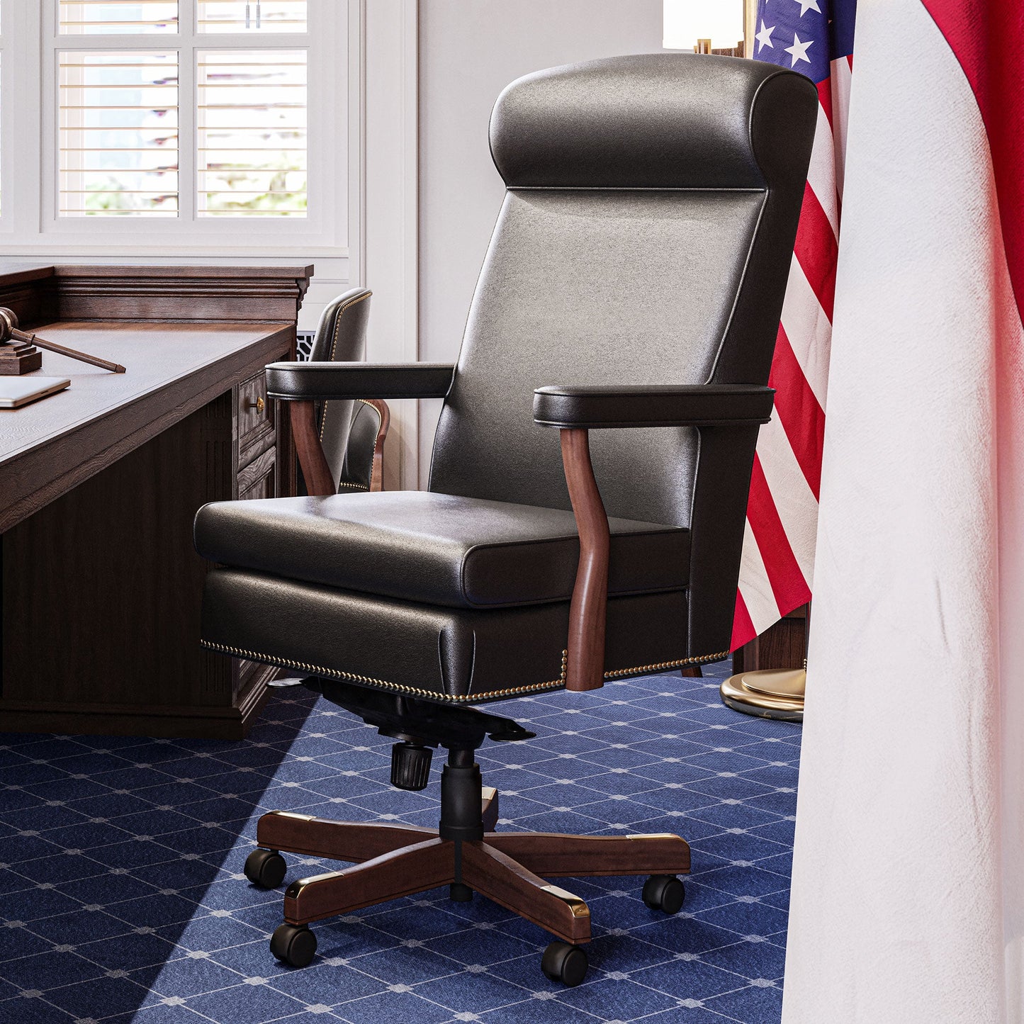 HISTORY COMPANY - John F. Kennedy Oval Office Chair, an iconic presidential executive chair with historic design and luxury.