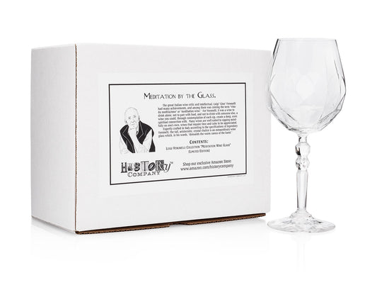 HISTORY COMPANY - The Meditation Wine Glass, designed by Luigi Veronelli for savoring wine slowly and mindfully. 