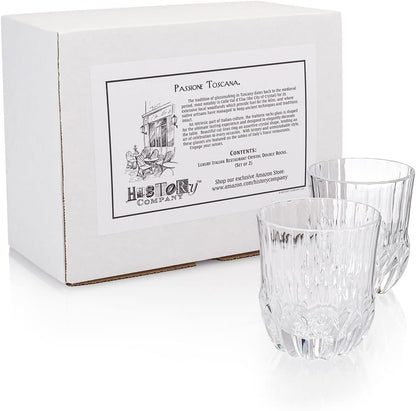 Luxury Italian Restaurant Crystal "Double Rocks" Glass Crafted in Tuscany 2 - Piece Set (Gift Box Collection) - HISTORY COMPANY