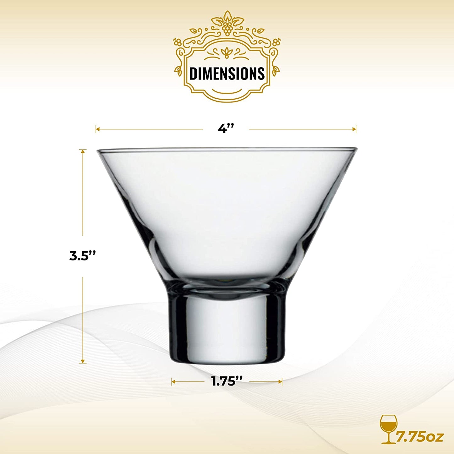 HISTORY COMPANY - The Gold Medal-Winning Stemless Martini Glasses, a 2-piece set crafted for timeless sophistication.