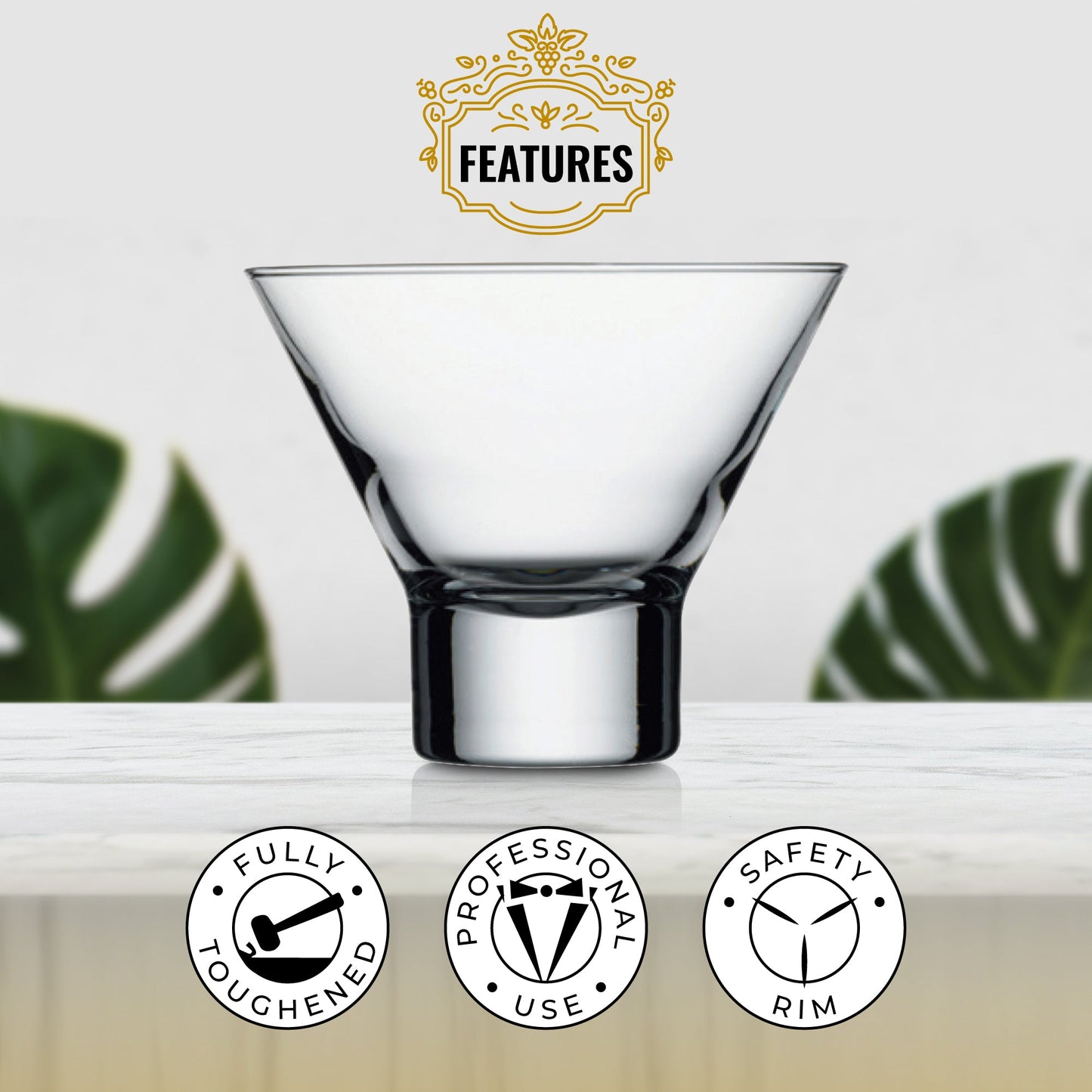 HISTORY COMPANY - A sculptural masterpiece, this 2-piece stemless martini glass set blends elegance with functional artistry.