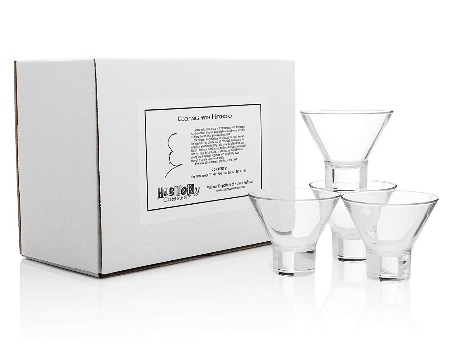 Alfred Hitchcock "Tippi" Stemless Martini Glasses - 4-Piece Gift Set