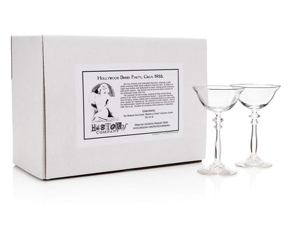 HISTORY COMPANY - Elegant 'Dinner at Eight' Cocktail Coupes, a 2-piece set from The Harlow Collection for classic cocktails.