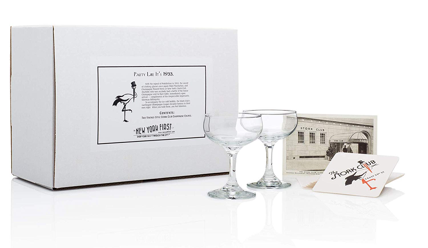 HISTORY COMPANY - 1942 Stork Club Champagne Coupe, a 2-piece set inspired by the legendary New York nightclub. 