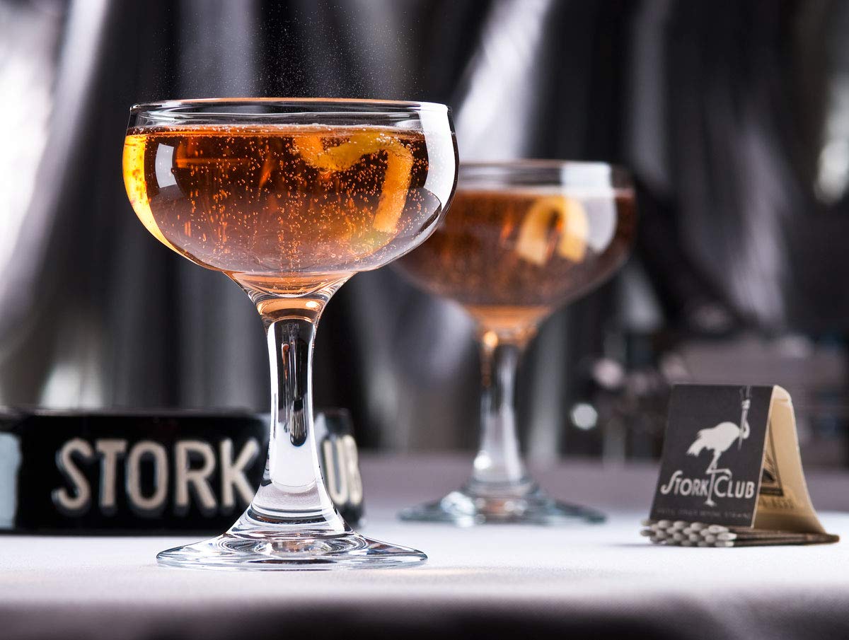 HISTORY COMPANY - Elegant 1942 Stork Club Coupe Glasses, a 2-piece set crafted for classic champagne and cocktail elegance. 