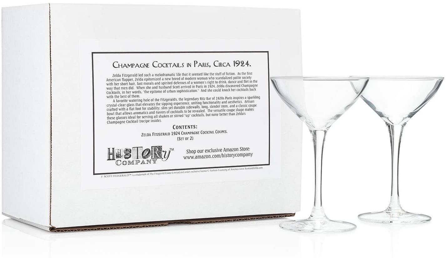 Zelda Fitzgerald "New Yorker" Coupette Cocktail Glass, 2 - Piece Set (Gift Box Collection) - HISTORY COMPANY